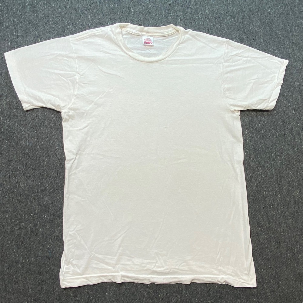 BVD T Shirt L 42-44 Mens White Skater Single Stitch Combed Cotton Blank Tee
